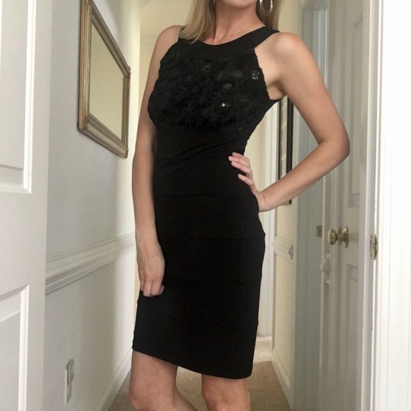 Sequined Roses Form Fitting LBD - Enfocus Studio - Picture 11 of 16